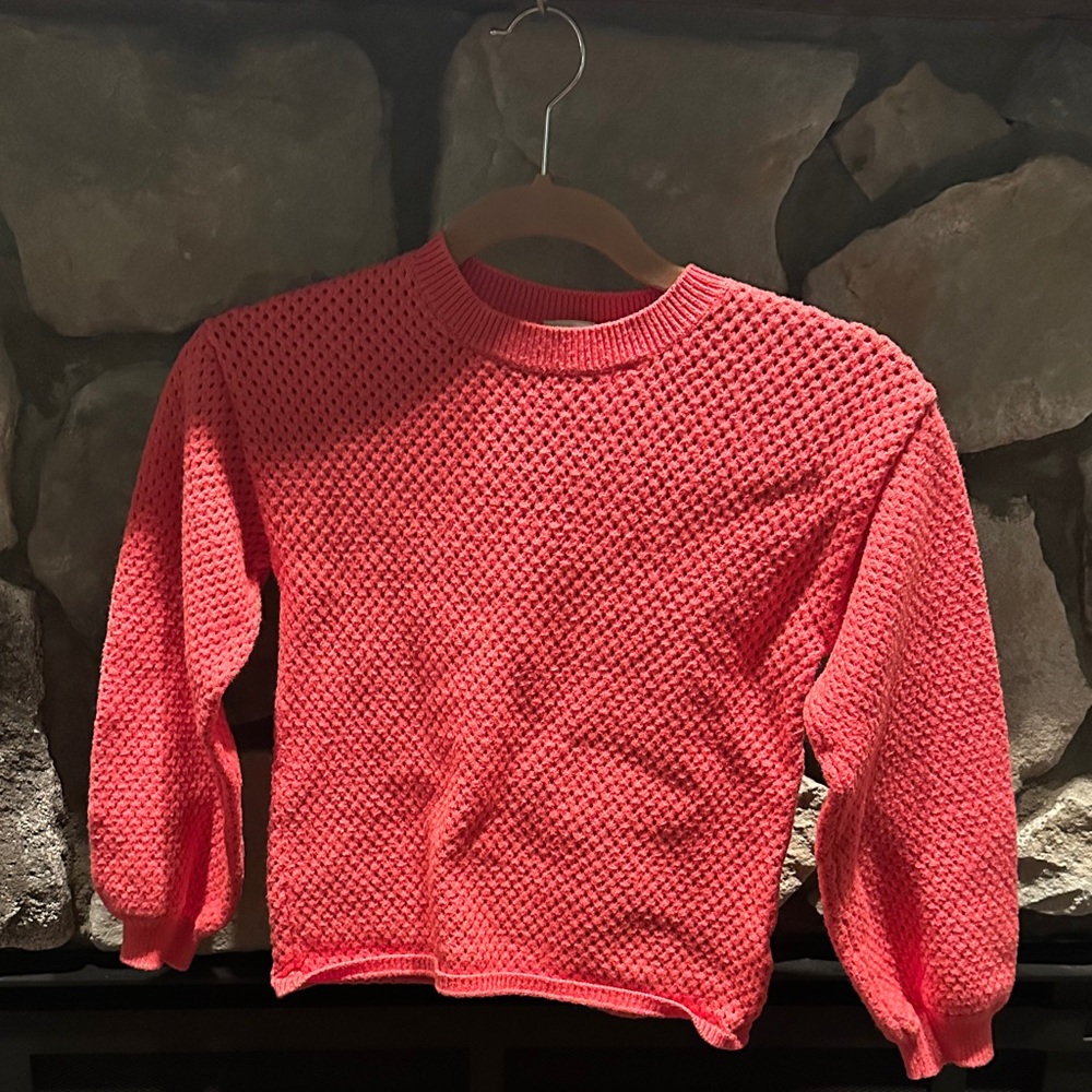 Girls EUC Unique Super-cute open weave Pink Sweater, L (14)